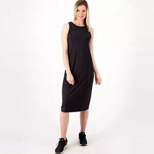 zuda Z-Cool Jersey Sleeveless Midi Dress Black Medium - NEW